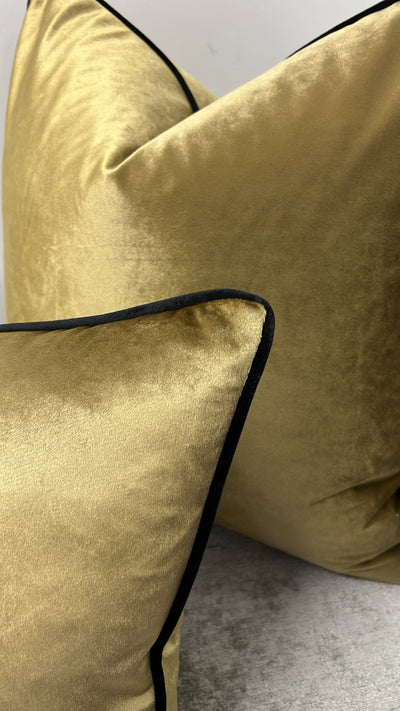 Hilton gold / black cushion - Luscious Homewares