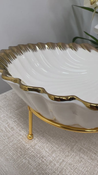 White and gold 2 tier rack serving platter