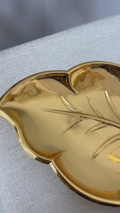 Intricate gold leaf serving platter