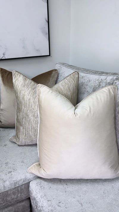 Amaya luxe velvet beige 50x50 - Luscious Homewares