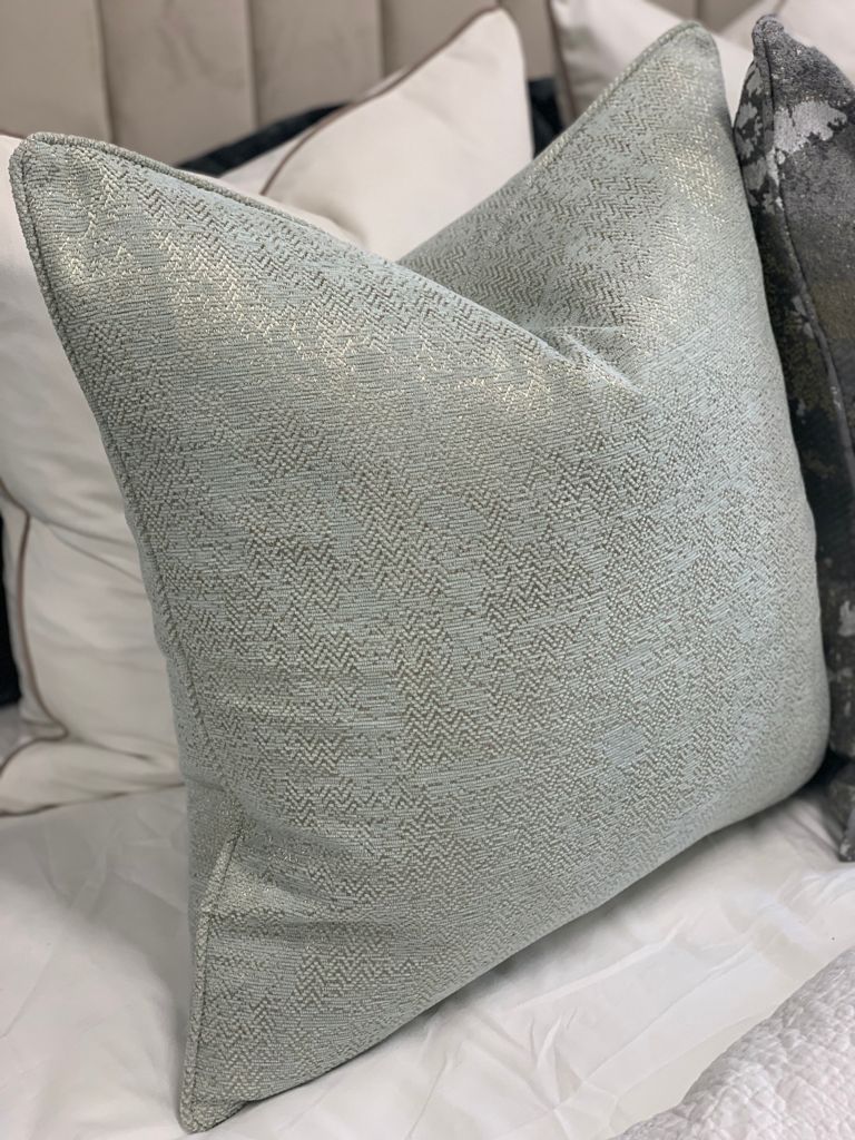 Rochelle mint / gold Cushion 55x55 - Luscious Homewares