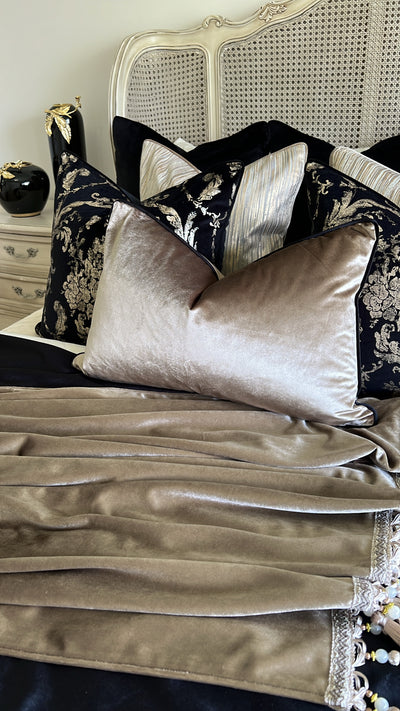 Zahra gold cushion champagne 55x55 - Luscious Homewares