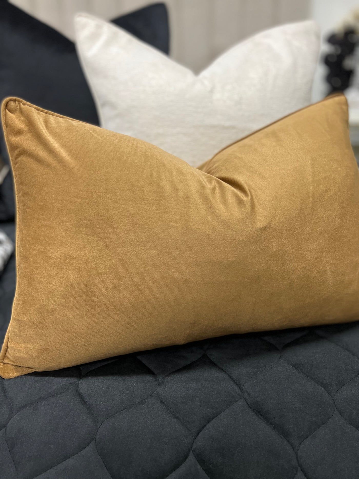 Amaya luxe velvet tan 40x60 - Luscious Homewares