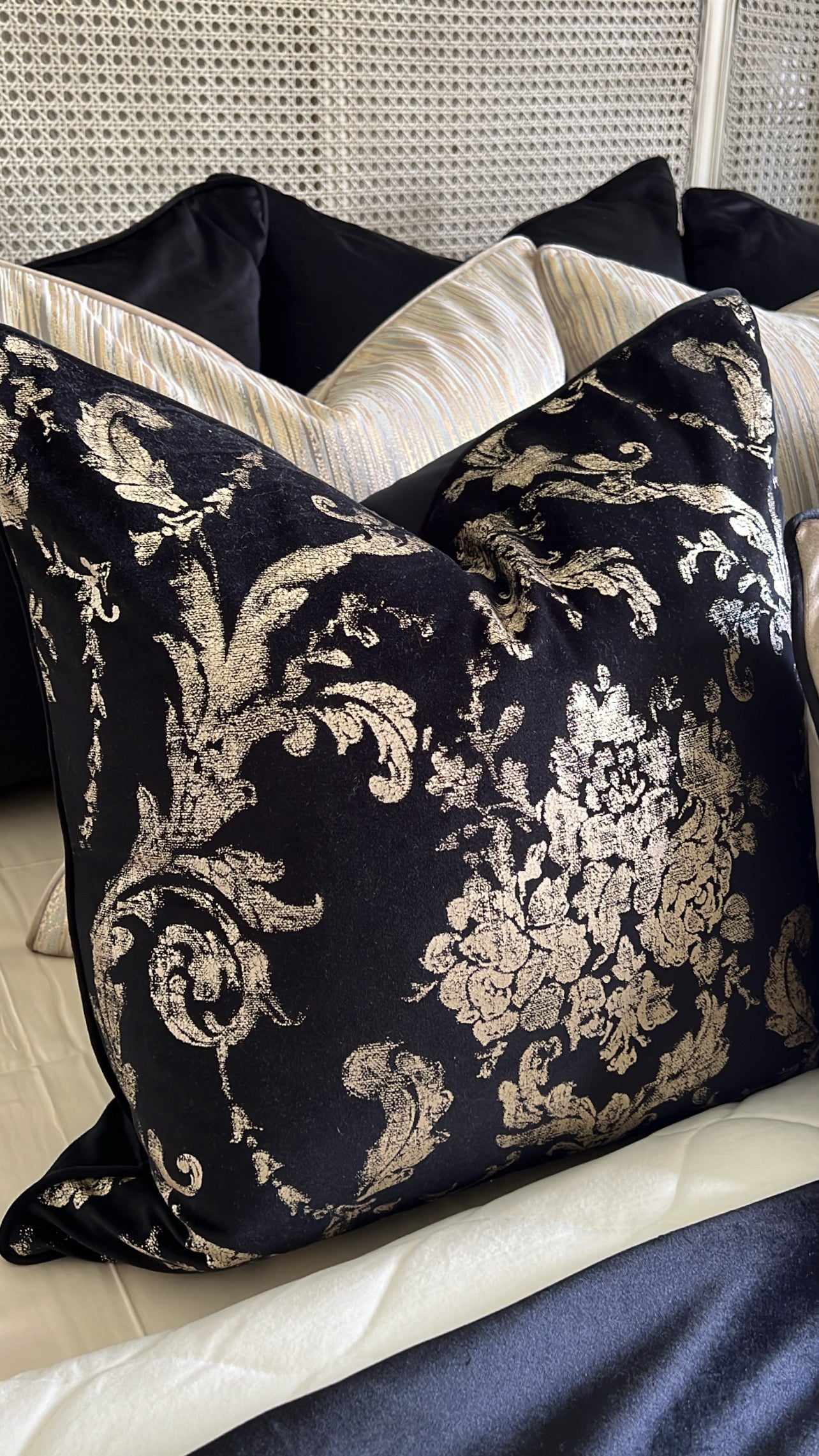 Zahra gold cushion champagne 55x55 - Luscious Homewares