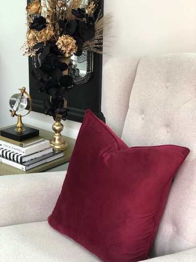 Amaya luxe velvet burgundy 50x50 - Luscious Homewares