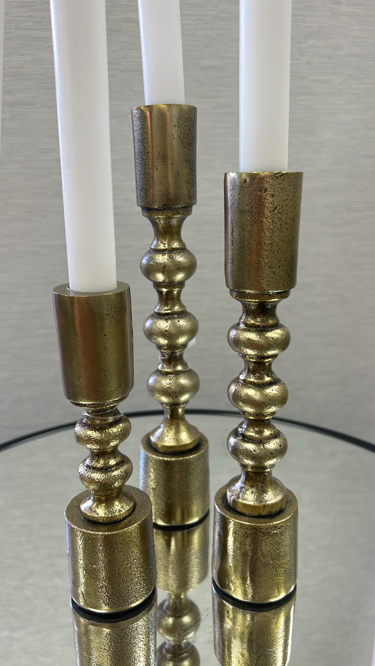 Ripple brass candle of 3 - Luscious Homewares