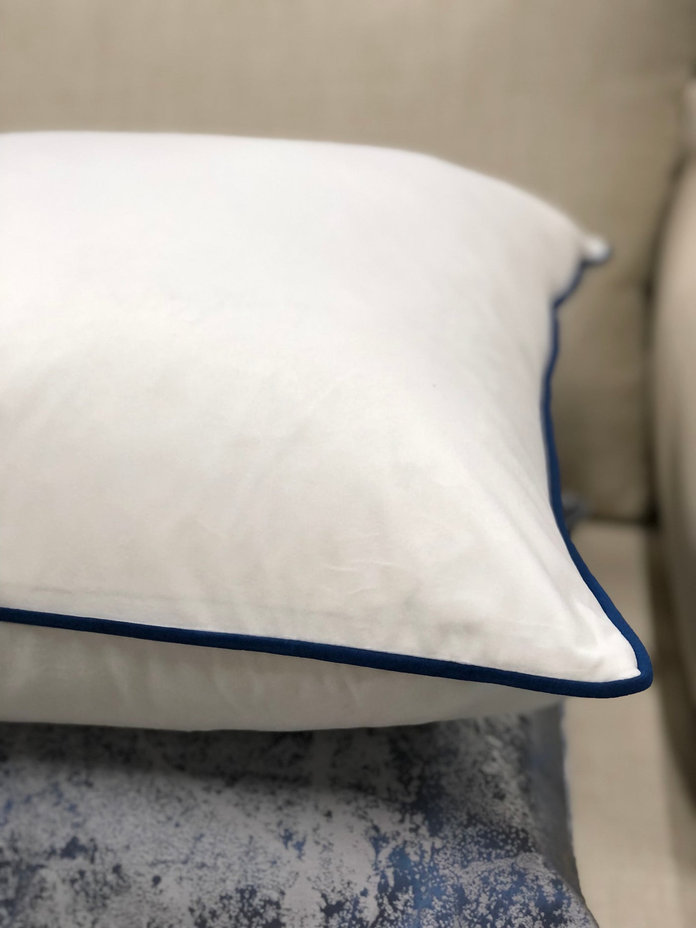 Lavinia white / navy piping - Luscious Homewares