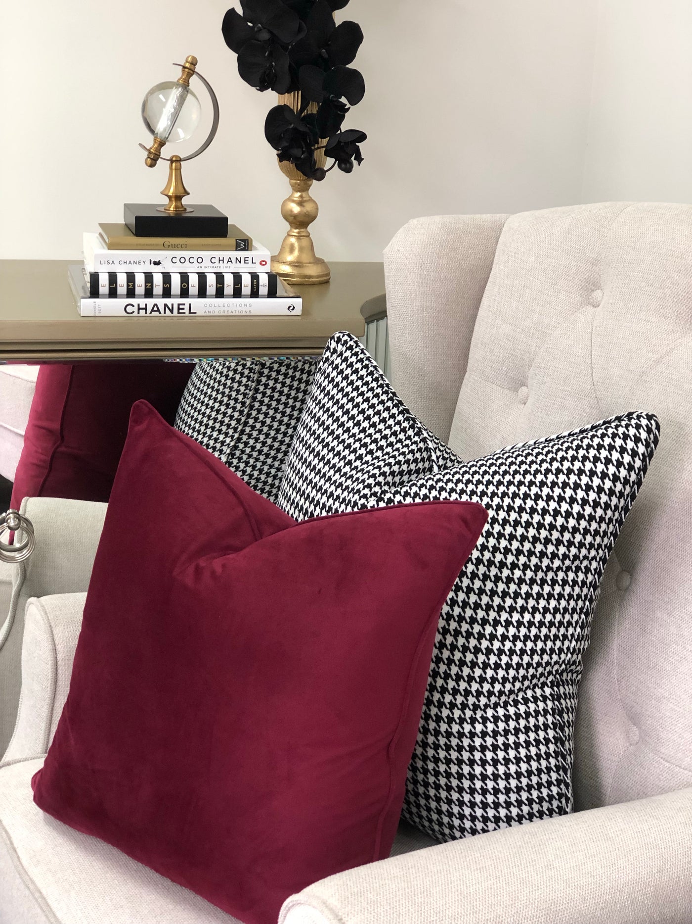 Amaya luxe velvet burgundy 55x55 - Luscious Homewares